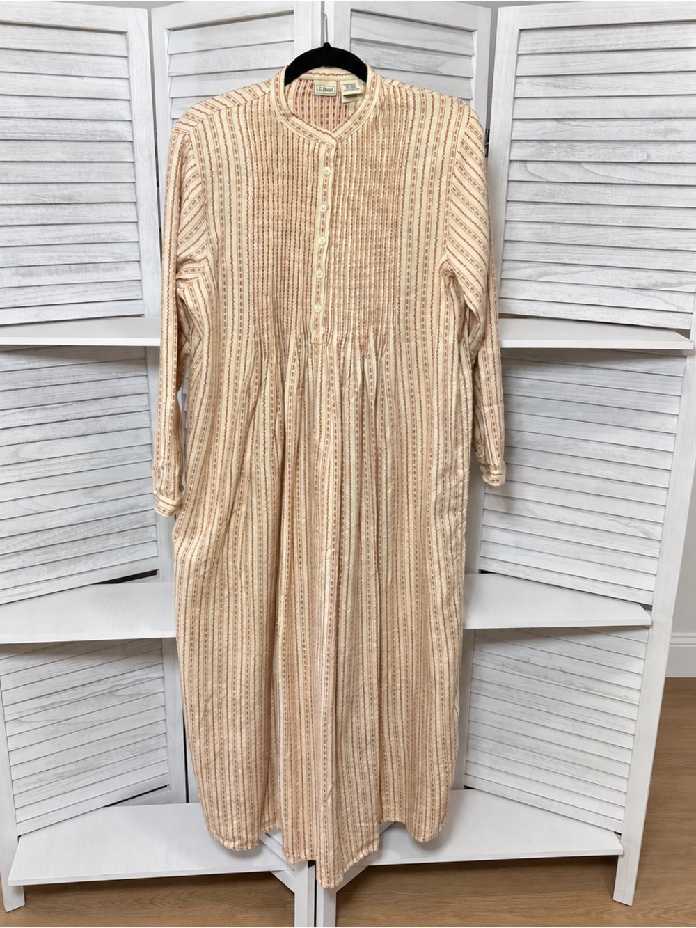 L.L.Bean Red & Cream Printed Cotton Button-Front Maxi Dress Women’s M